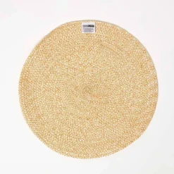 Set de table rond tressé or, lot de 4 - HOMESCAPES