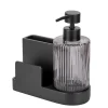 Set distributeur de savon, porte éponge, noir, Pina