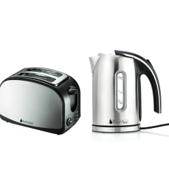 Set petit déj - Bouilloire 2200W 1.7L finition inox + Grille-pain 2 fentes inox 900W
