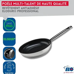 Set Poêle 32 cm céramique sans PFAS et couvercle Profi Therm Platinum Elo