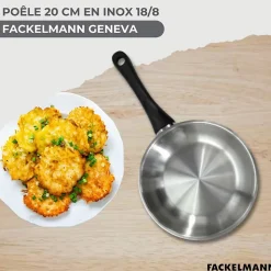 Set poêle 20 cm en inox et 6 ustensiles Fackelmann Geneva