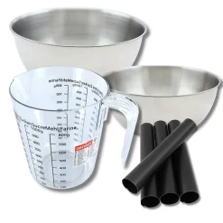 Set pâtisserie avec 4 moules tube 13 cm, 2 bols à mixer, verre mesureur et spatule Zenker