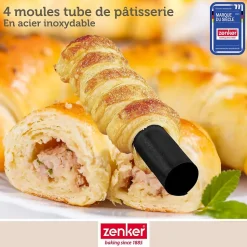 Set pâtisserie avec 4 moules tube 13 cm, 2 bols à mixer, verre mesureur et spatule Zenker