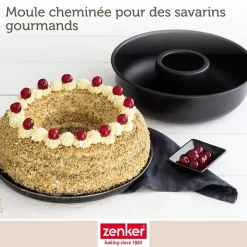 Set pâtisserie avec moule à savarin 28 cm en acier, 2 bols à mixer, verre mesureur et spatule Zenker