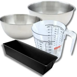 Set pâtisserie avec moule à cake 25,5 cm, 2 bols à mixer, verre mesureur et spatule Zenker