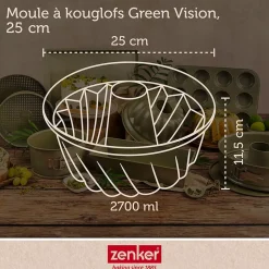 Set pâtisserie avec moule à kouglof 25 cm revêtu cire de carnauba, 2 bols à mixer, verre mesureur et spatule Zenker