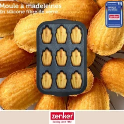 Set pâtisserie avec moule 9 madeleines 28 x 18 cm en silicone, 2 bols à mixer, verre mesureur et spatule Zenker