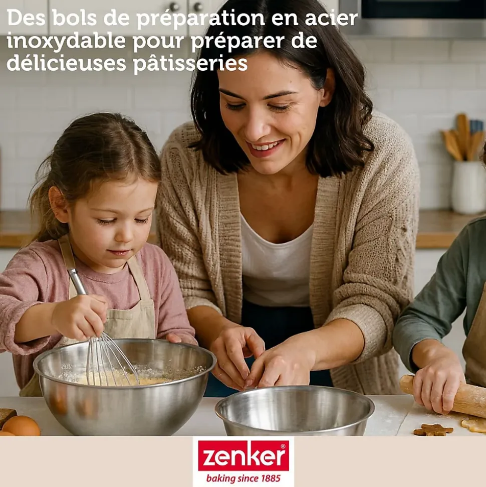 Set pâtisserie avec moule à panettone 18 cm à charnière, 2 bols à mixer, verre mesureur et spatule Zenker