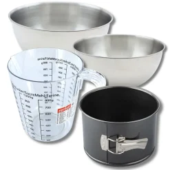 Set pâtisserie avec moule à panettone 18 cm à charnière, 2 bols à mixer, verre mesureur et spatule Zenker