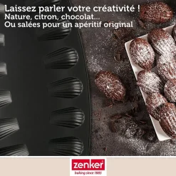 Set pâtisserie avec moule à 12 madeleines, 2 bols à mixer, verre mesureur et spatule Zenker