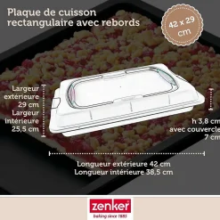 Set pâtisserie avec plaque de cuisson 42 x 29 cm avec couvercle, 2 bols à mixer, verre mesureur et spatule Zenker