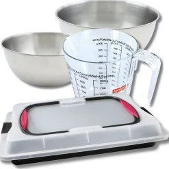 Set pâtisserie avec plaque de cuisson 42 x 29 cm avec couvercle, 2 bols à mixer, verre mesureur et spatule Zenker