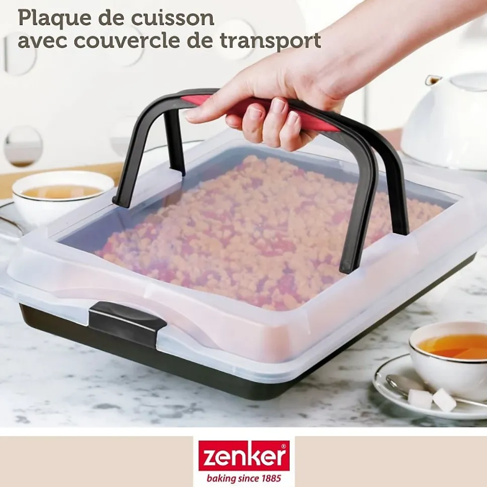 Set pâtisserie avec plaque de cuisson 42 x 29 cm avec couvercle, 2 bols à mixer, verre mesureur et spatule Zenker