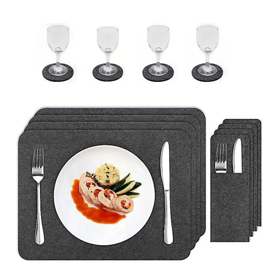 Sets de table et sous verres en feutre 3 pièces Herzberg HG04203