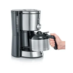 SEVERIN KA4845 Cafetiere filtre TypeSwitch isotherme, Sélecteur d'arôme, 8 tasses, Capacité : 1 L, Puissance: 1 000 W, Inox/Noir