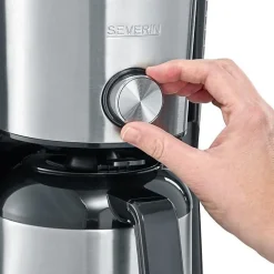 SEVERIN KA4845 Cafetiere filtre TypeSwitch isotherme, Sélecteur d'arôme, 8 tasses, Capacité : 1 L, Puissance: 1 000 W, Inox/Noir