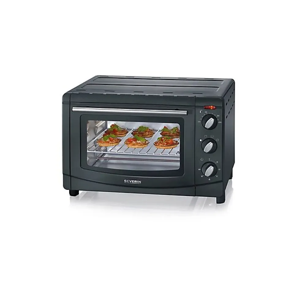 Severin Mini-Four 20 L, Inclus : Grille et Lèche frites, Minuteur 60 min, 1 500 W, Noir, TO 2067 - TO 2067