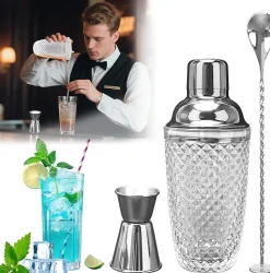 Shaker à Cocktail 400ml Texture Diamant Argent