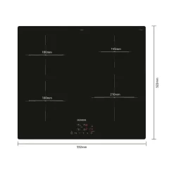 Siemens iQ100 EU611BEB5H plaque Noir Intégré 60 cm Céramique 4 zone(s)