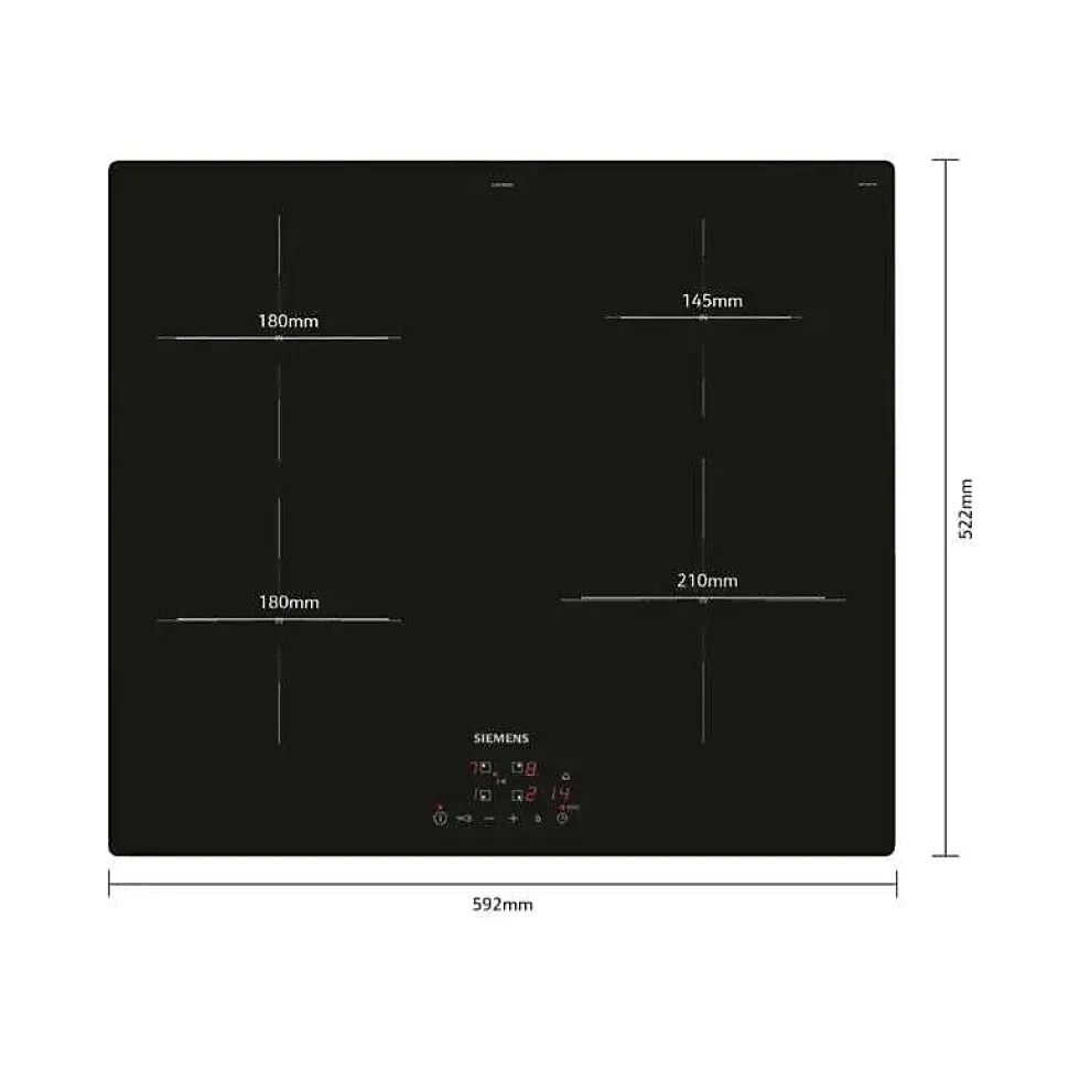 Siemens iQ100 EU611BEB5H plaque Noir Intégré 60 cm Céramique 4 zone(s)