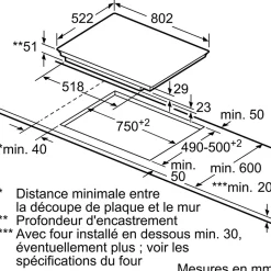 SIEMENS Table induction 80 cm 5 foyers EX851LVC1F