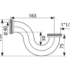 Siphon baignoire laiton chromé - 1'1/2 - Diamètre 40 mm - Valentin