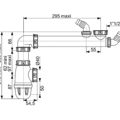 Siphon gain de place 1 bac Valentin - Diamètre 40 mm