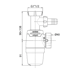Siphon Neo pour évier 40mm avec raccord pour lave-vaisselle ou machine à laver Wirquin