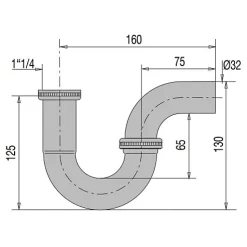 Siphon tube de lavabo en laiton chromé - VALENTIN - 16710000800