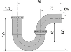 Siphon tube de lavabo en laiton chromé - VALENTIN - 16710000800