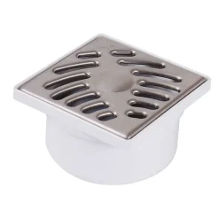 Siphonnette de sol PVC 100x100 - SIPHONNETTE D.40/50 GRILLE INOX 10X10
