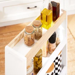 SoBuy Chariot de Rangement 3 Niveaux Étagère avec Roulettes Blanc Bois