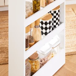 SoBuy Chariot de Rangement 3 Niveaux Étagère avec Roulettes Blanc Bois