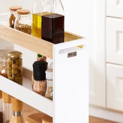 SoBuy Chariot de Rangement 3 Niveaux Étagère avec Roulettes Blanc Bois