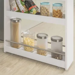 SoBuy Chariot de Rangement 4 Niveaux avec Barres Anti-Chute Blanc