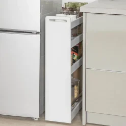 SoBuy Chariot de Rangement 4 Niveaux avec Barres Anti-Chute Blanc