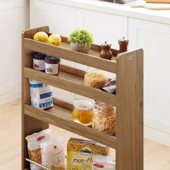 SoBuy Chariot de Rangement 4 Niveaux avec Barres Anti-Roulis 60x185x81cm