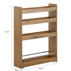 SoBuy Chariot de Rangement 4 Niveaux avec Barres Anti-Roulis 60x185x81cm