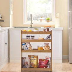 SoBuy Chariot de Rangement 4 Niveaux avec Barres Anti-Roulis 60x185x81cm