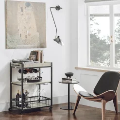 SoBuy Chariot de Service Roulant avec Plateau Repas Amovible et Desserte à Roulettes