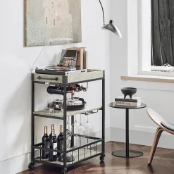 SoBuy Chariot de Service Roulant avec Plateau Repas Amovible et Desserte à Roulettes