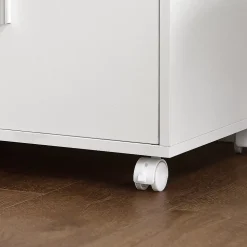 SoBuy Desserte de Cuisine Roulante avec Portes, Étagère Réglable et Compacte pour Micro-Ondes, Blanc