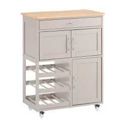 SoBuy Desserte de Cuisine Roulante avec Plan de Travail et Tiroirs, Marron Clair