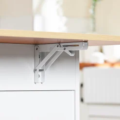 SoBuy Desserte de Cuisine avec Plan de Travail Extensible, 2 Tiroirs, Étagères Réglables, Blanche