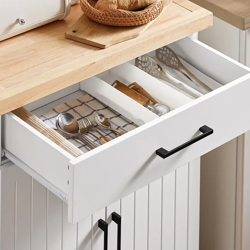 SoBuy Desserte Roulante avec Plateau en Bois, Meuble de Rangement pour Cuisine et Restaurant Blanc