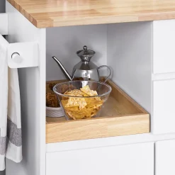 SoBuy Desserte Roulante avec Plateau, 2 Tiroirs et 2 Portes, Blanche