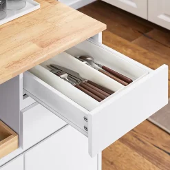 SoBuy Desserte Roulante avec Plateau, 2 Tiroirs et 2 Portes, Blanche