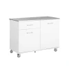 SoBuy Desserte Roulante pour Îlot Central avec Plan de Travail Inox, 1 Tiroir, 120x56x90 cm FKW117-W