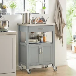 SoBuy FKW22-HG Desserte moderne avec plateau en acier inoxydable, design élégant et fonctionnel, couleur argent