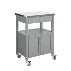 SoBuy FKW22-HG Desserte moderne avec plateau en acier inoxydable, design élégant et fonctionnel, couleur argent